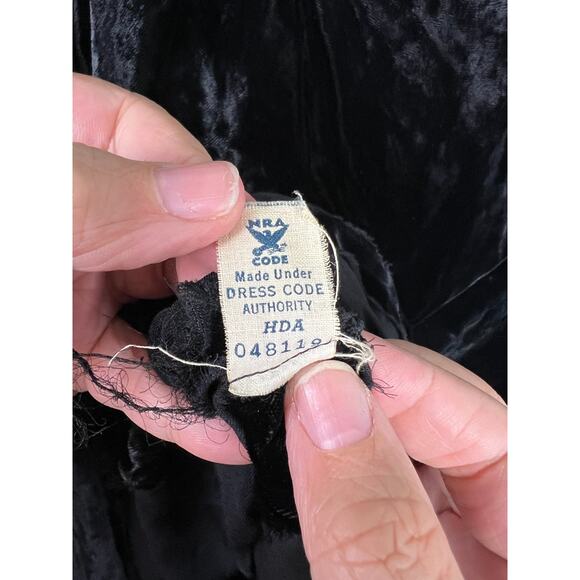1930s Openhym's Debuvel Transparent Velvet Dress Black Art Deco Maxi Gown Sz 6 - Picture 5 of 13